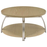 Dacre Greige Round Engineered Wood Top Coffee Table by Coaster at Eve Furniture