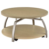 Dacre Greige Round Engineered Wood Top Coffee Table by Coaster at Eve Furniture