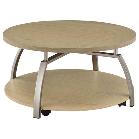 Dacre Greige Round Engineered Wood Top Coffee Table by Coaster at Eve Furniture