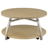 Dacre Greige Round Engineered Wood Top Coffee Table by Coaster at Eve Furniture