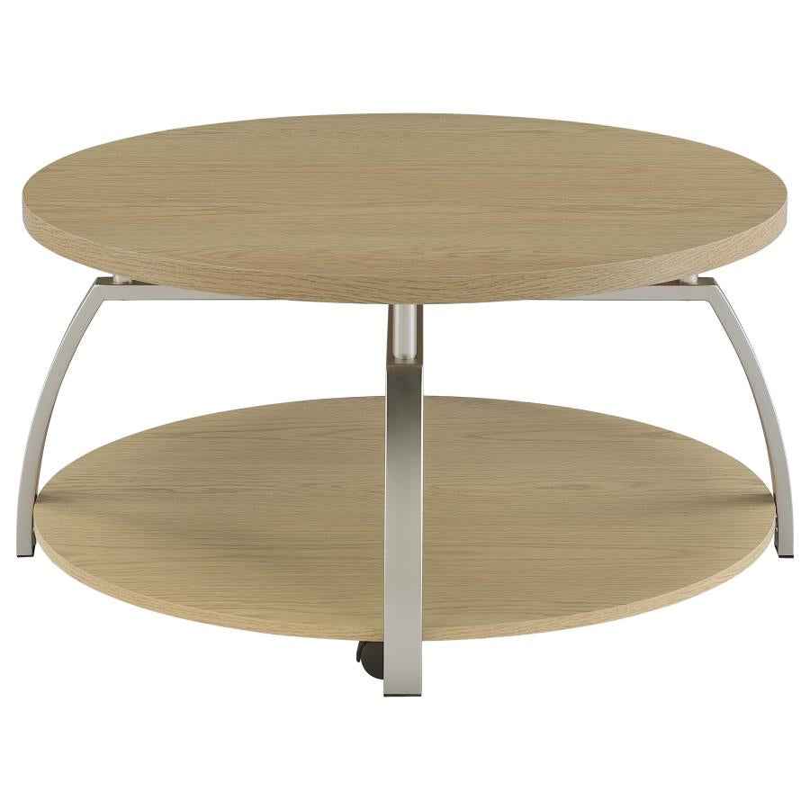 Dacre Greige Round Engineered Wood Top Coffee Table by Coaster at Eve Furniture