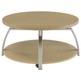 Dacre Greige Round Engineered Wood Top Coffee Table by Coaster at Eve Furniture