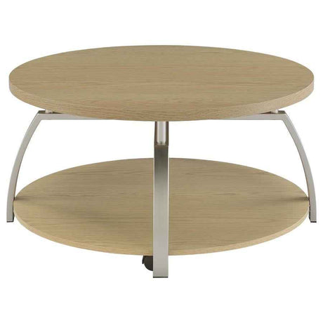 Dacre Greige Round Engineered Wood Top Coffee Table by Coaster at Eve Furniture