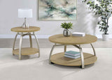 Dacre Greige Round Engineered Wood Top Side End Table by Coaster at Eve Furniture