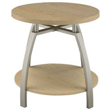 Dacre Greige Round Engineered Wood Top Side End Table by Coaster at Eve Furniture