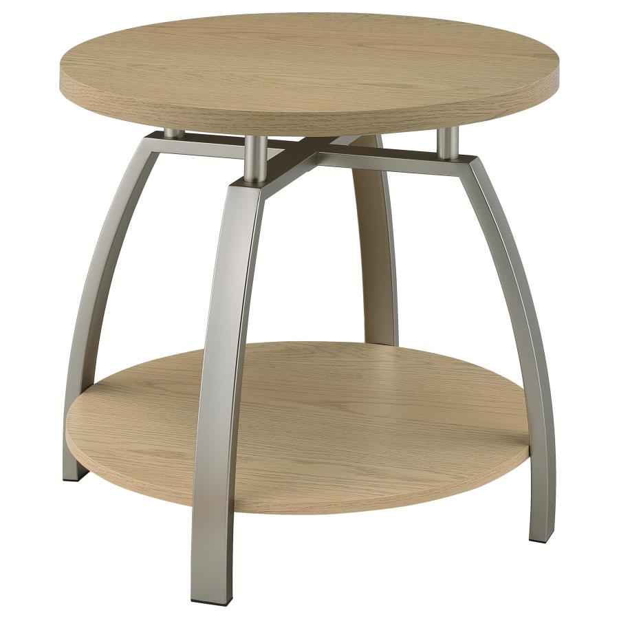 Dacre Greige Round Engineered Wood Top Side End Table by Coaster at Eve Furniture