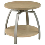 Dacre Greige Round Engineered Wood Top Side End Table by Coaster at Eve Furniture