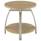 Dacre Greige Round Engineered Wood Top Side End Table by Coaster at Eve Furniture