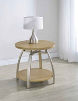 Dacre Greige Round Engineered Wood Top Side End Table by Coaster at Eve Furniture