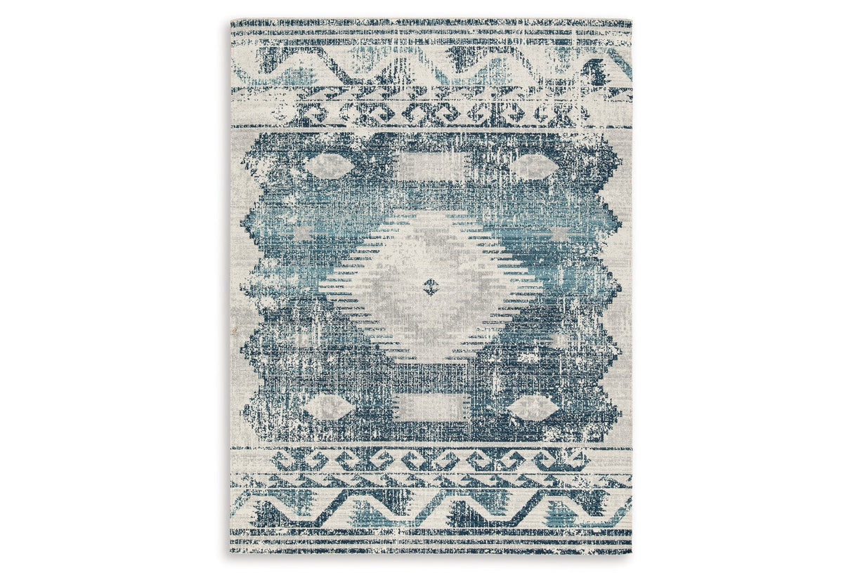Daddridge Blue/Gray/Ivory 5' x 7' Rug by Ashley at Eve Furniture