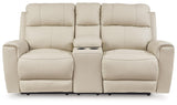 Dahlmoore Almond Power Reclining Loveseat with Console by Ashley at Eve Furniture