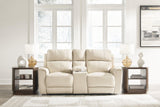 Dahlmoore Almond Power Reclining Loveseat with Console by Ashley at Eve Furniture