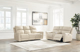 Dahlmoore Almond Power Reclining Sofa and Loveseat by Ashley at Eve Furniture