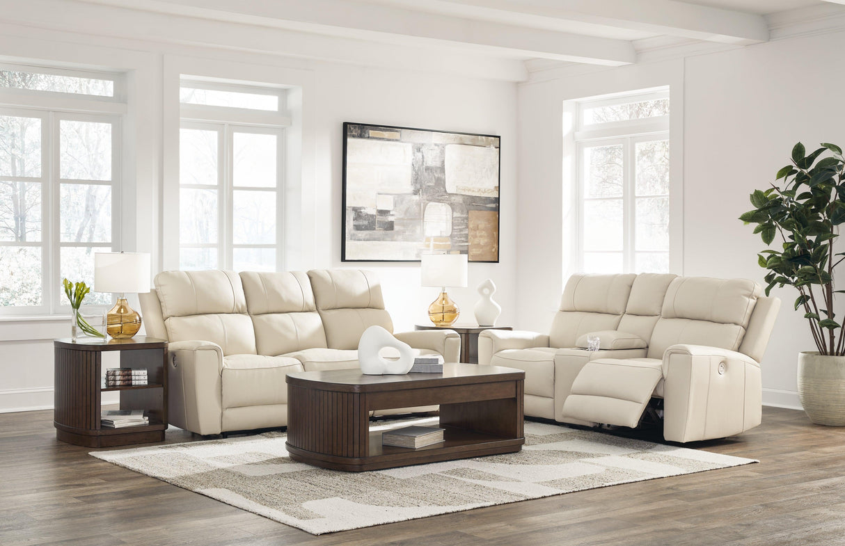 Dahlmoore Almond Power Reclining Sofa and Loveseat by Ashley at Eve Furniture