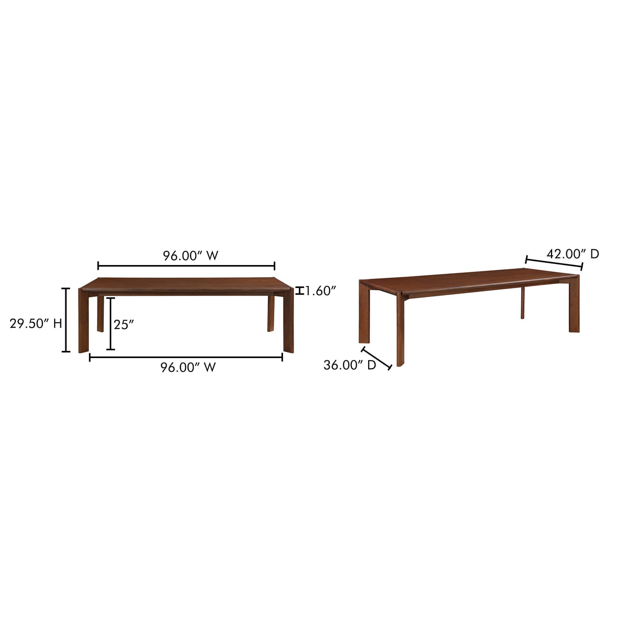 Daifuku Brown Large Dining Table by Moe's Home at Eve Furniture
