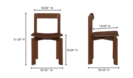 Daifuku Dining Chair Brown by Moe's Home at Eve Furniture