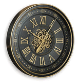 Dairton Black/Gold Finish Wall Clock by Ashley at Eve Furniture