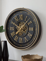 Dairton Black/Gold Finish Wall Clock by Ashley at Eve Furniture