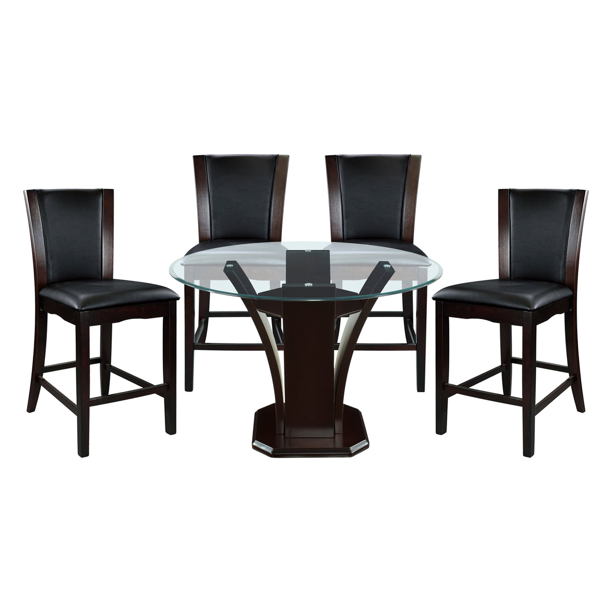 Daisy Espresso 48" Glass-Top Round 5-Piece Counter Height Set by Homelegance at Eve Furniture