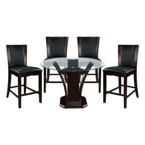 Daisy Espresso 48" Glass-Top Round 5-Piece Counter Height Set by Homelegance at Eve Furniture