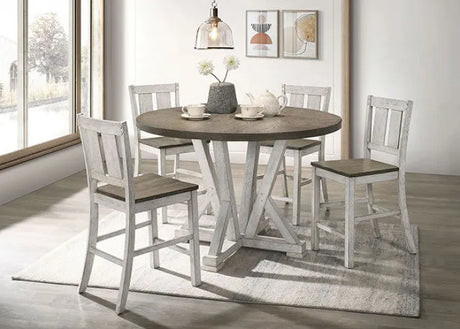 Dakota Antique White/Ash Brown 5-Piece Counter Height Table Set by Furniture of America at Eve Furniture