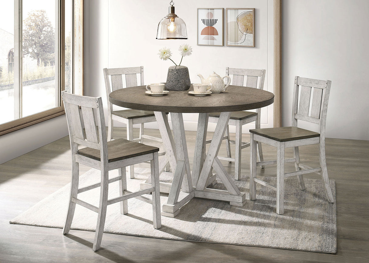 Dakota Antique White/Ash Brown Counter Height Chair by Furniture of America at Eve Furniture