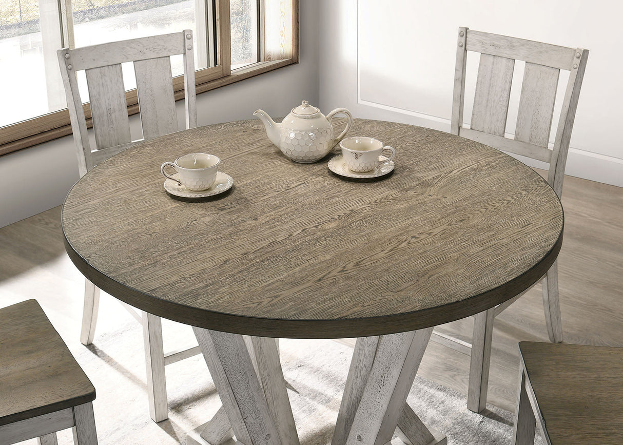 Dakota Antique White/Ash Brown Counter Ht. Table by Furniture of America at Eve Furniture