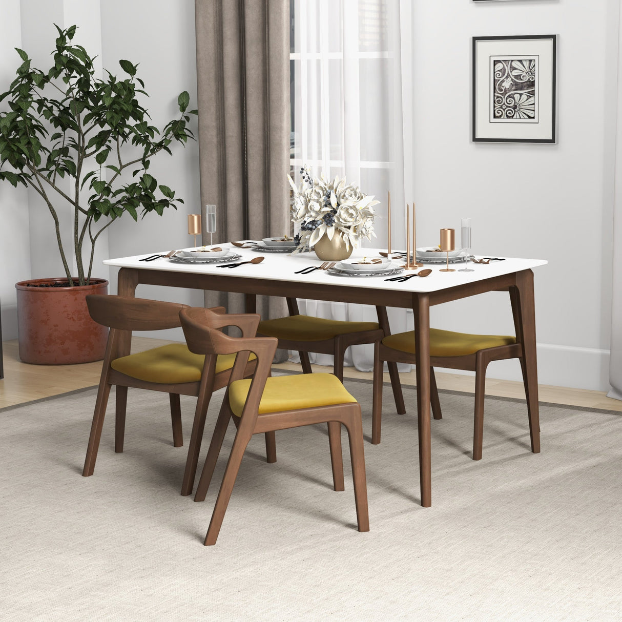 Dakota Dark Yellow Velvet Dining Chair (Set Of 2) by Ashcroft Furniture at Eve Furniture