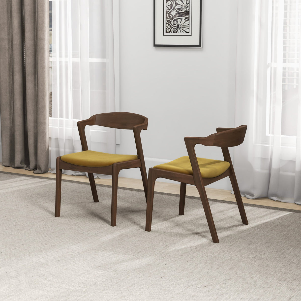Dakota Dark Yellow Velvet Dining Chair (Set Of 2) by Ashcroft Furniture at Eve Furniture