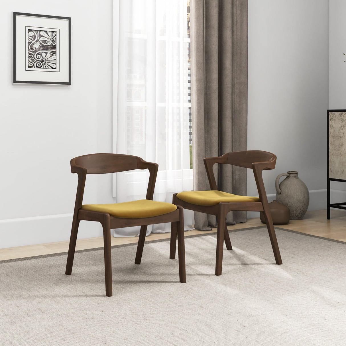 Dakota Dark Yellow Velvet Dining Chair (Set Of 2) by Ashcroft Furniture at Eve Furniture
