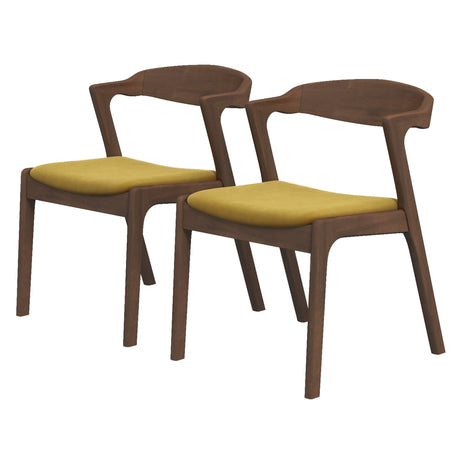 Dakota Dark Yellow Velvet Dining Chair (Set Of 2) by Ashcroft Imports at Eve Furniture