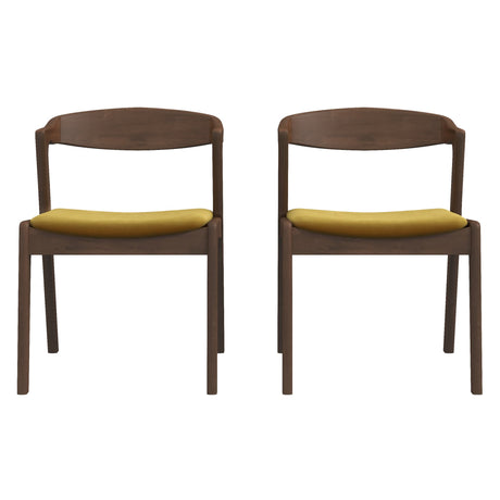 Dakota Dark Yellow Velvet Dining Chair (Set Of 2)