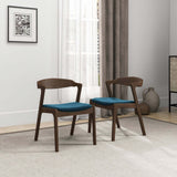 Dakota Mid-Century Modern Solid Wood Velvet Dining Chair (Set of 2) Black Leather