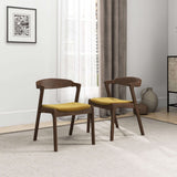 Dakota Mid-Century Modern Solid Wood Velvet Dining Chair (Set of 2) Blue