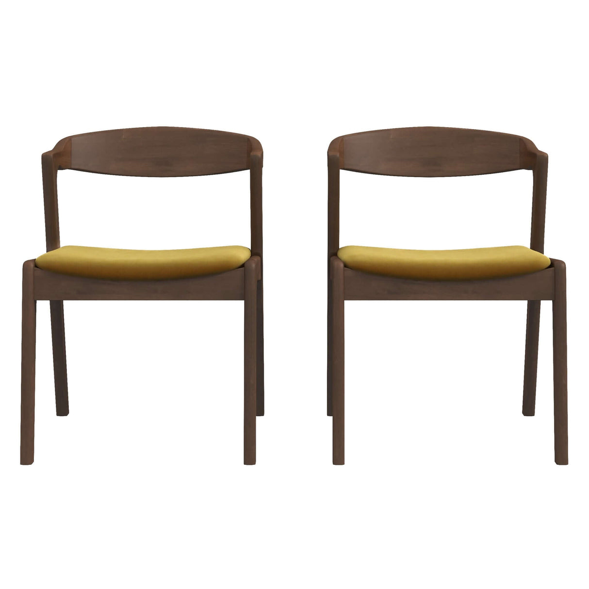 Dakota Mid-Century Modern Solid Wood Velvet Dining Chair (Set of 2) Cream