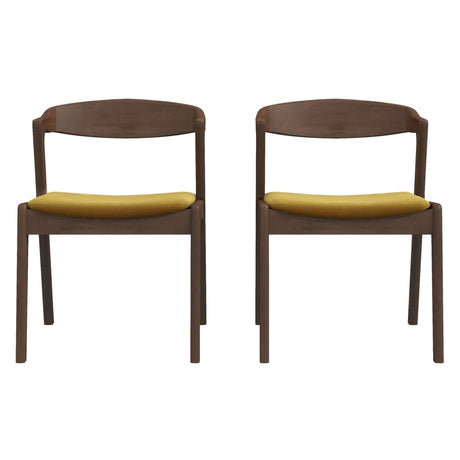 Dakota Mid-Century Modern Solid Wood Velvet Dining Chair (Set of 2) Cream