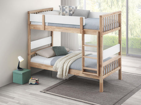 Dakota Natural Wood Twin Over Twin Bunk Bed by Coaster at Eve Furniture