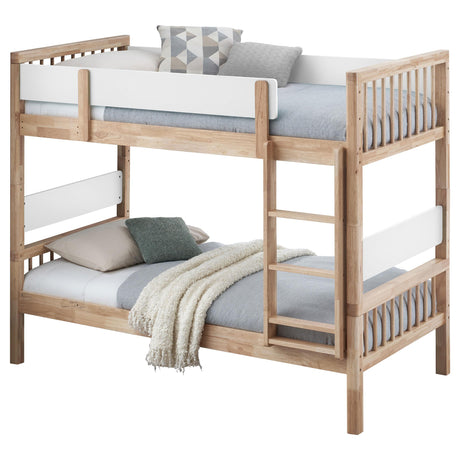 Dakota Natural Wood Twin Over Twin Bunk Bed by Coaster at Eve Furniture