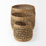 Dakota (Set of 3) Medium Brown Seagrass Round Basket by Mercana at Eve Furniture