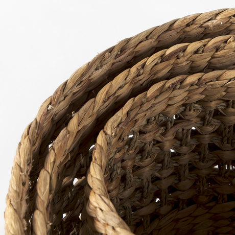 Dakota (Set of 3) Medium Brown Seagrass Round Basket by Mercana at Eve Furniture