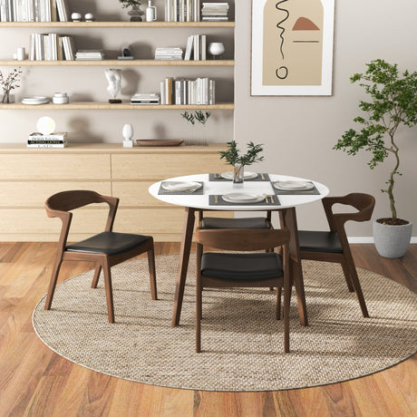 Dakota Solid Wood Black Leather Dining Chair (Set Of 2) by Ashcroft Furniture at Eve Furniture