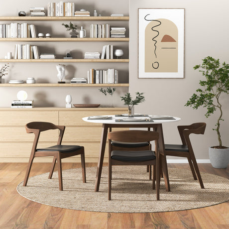 Dakota Solid Wood Black Leather Dining Chair (Set Of 2) by Ashcroft Imports at Eve Furniture