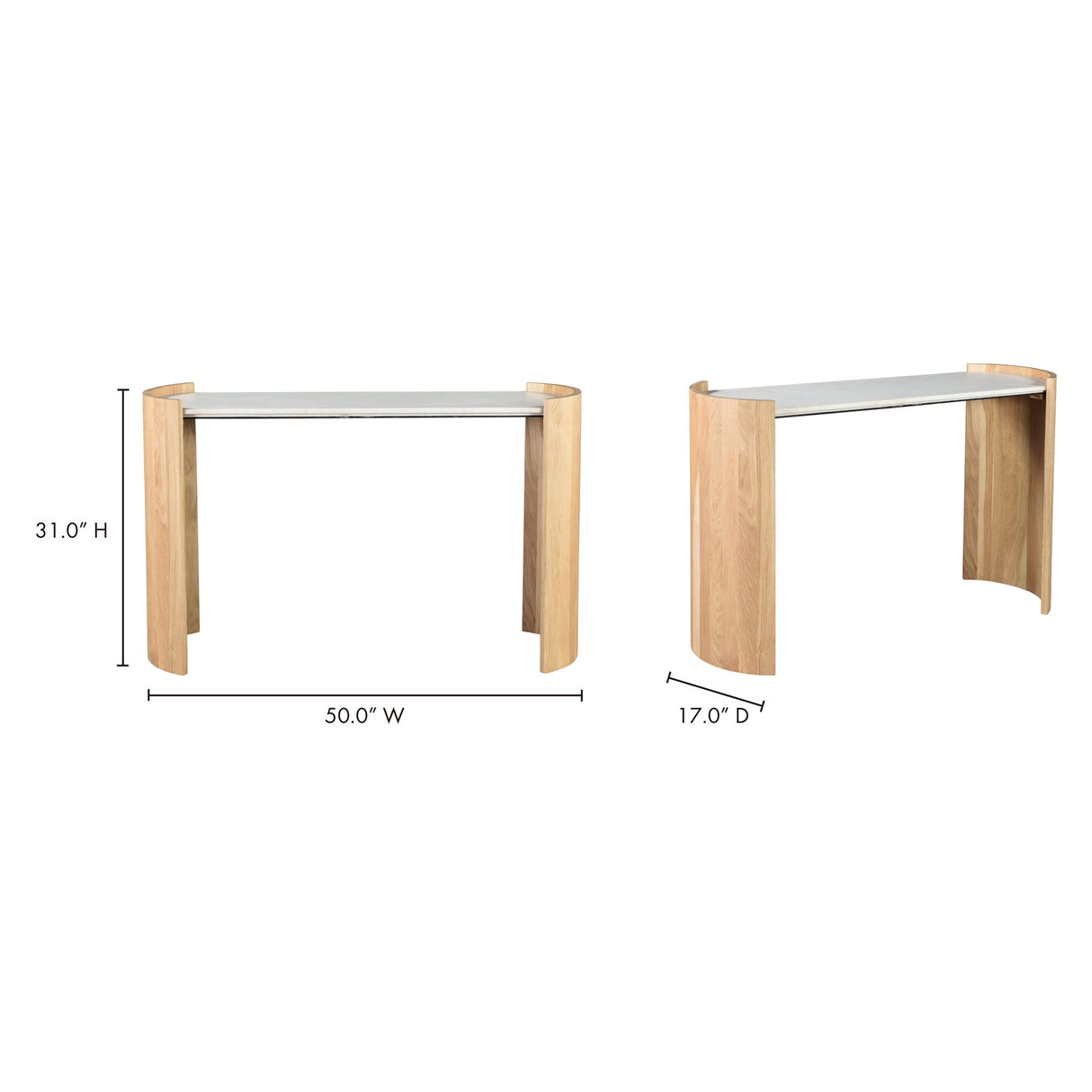 Dala White Console Table by Moe's Home at Eve Furniture