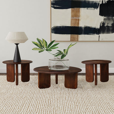 Dale Brown 3-Piece Solid Wood Coffee and End Table Set by Coaster at Eve Furniture