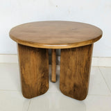Dale Honey Mango Sculptural Round Solid Mango Wood End Table