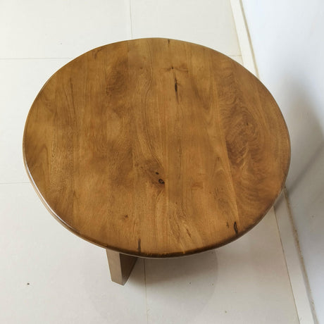 Dale Honey Mango Sculptural Round Solid Mango Wood End Table by Coaster at Eve Furniture