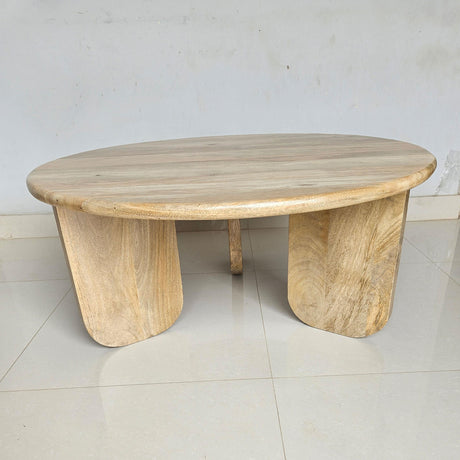 Dale Natural Mango Sculptural Round Solid Mango Wood Coffee Table by Coaster at Eve Furniture