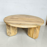 Dale Natural Mango Sculptural Round Solid Mango Wood Coffee Table