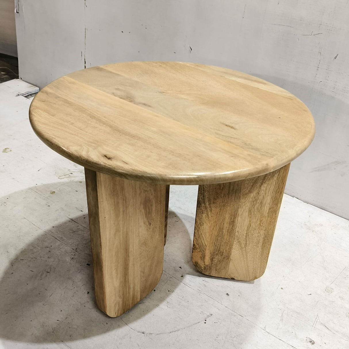 Dale Natural Mango Sculptural Round Solid Mango Wood End Table