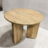 Dale Natural Mango Sculptural Round Solid Mango Wood End Table